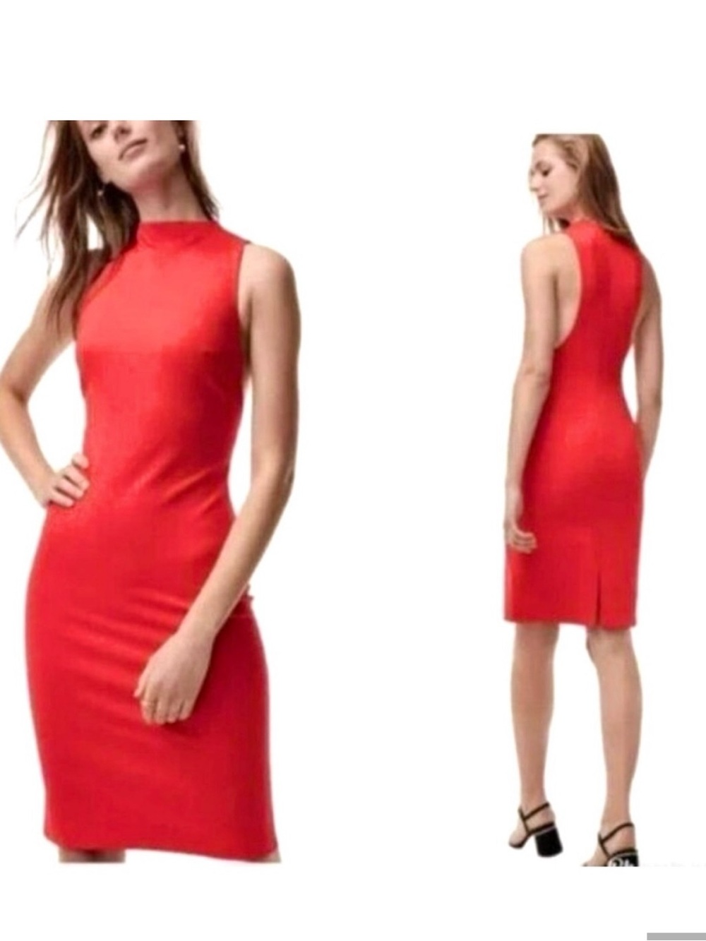 Aritzia Babaton Matheson Red Sleeveless Contour Midi Sheath Dress 4